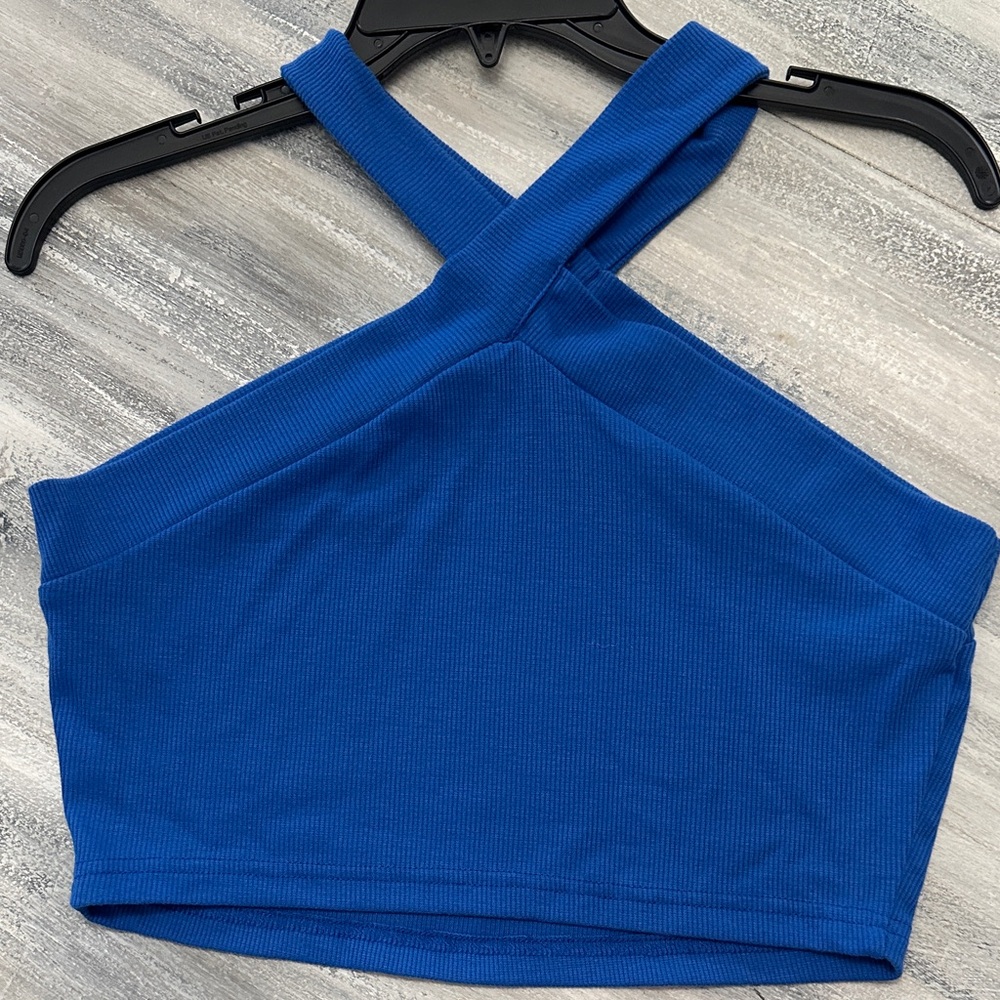 Blue Women's Cross-Strap Top